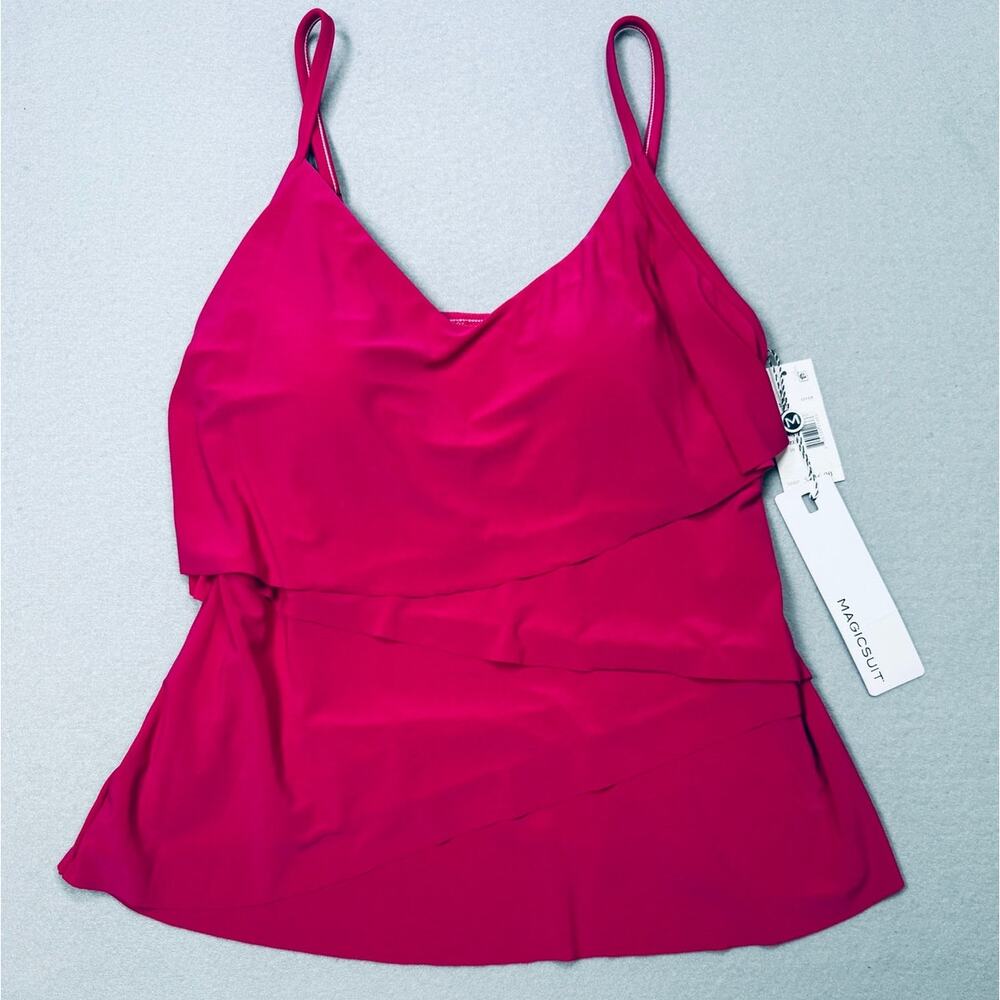 Magicsuit Chloe Tiered Tankini Swimsuit Top Ruby red 10 $126